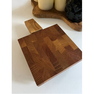 Vintage Teak 6” Cheese Cutting Board & Knife Insert Denmark Charcuterie MCM
